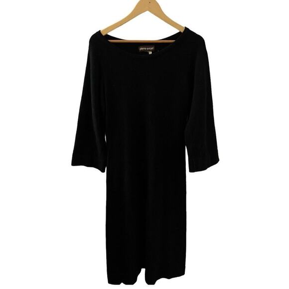 Vintage Pierre Ancel Cashmere Bell Sleeve Black Dress - Size 6 - Picture 1 of 7